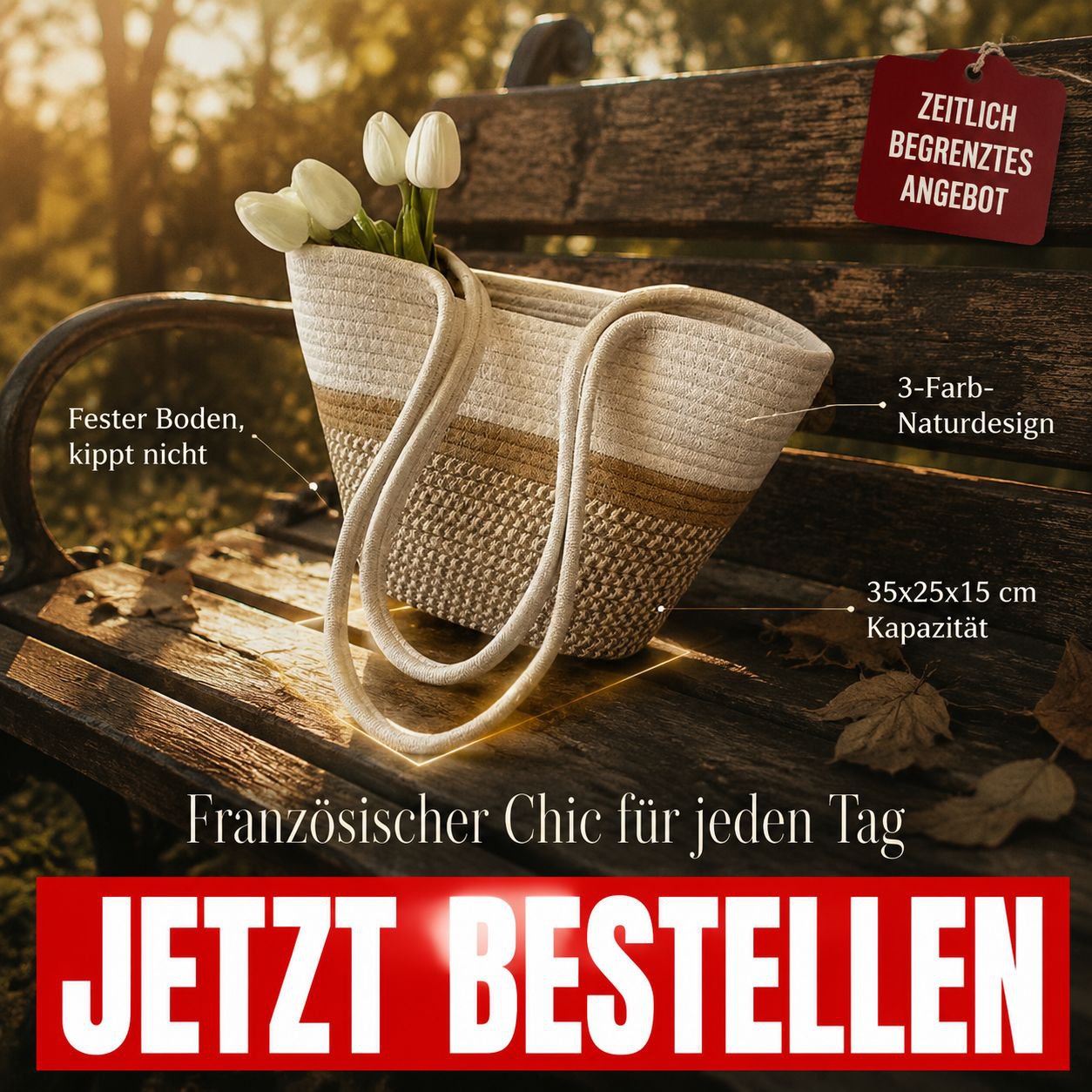 Modische Damen-Schultertasche, handgewebt, große Kapazität