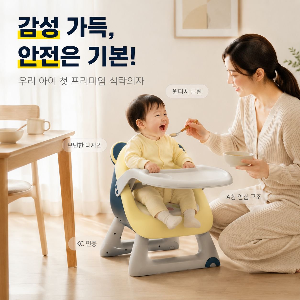 알루미늄 아동 식탁과 의자 세트 아기 식사에 적합