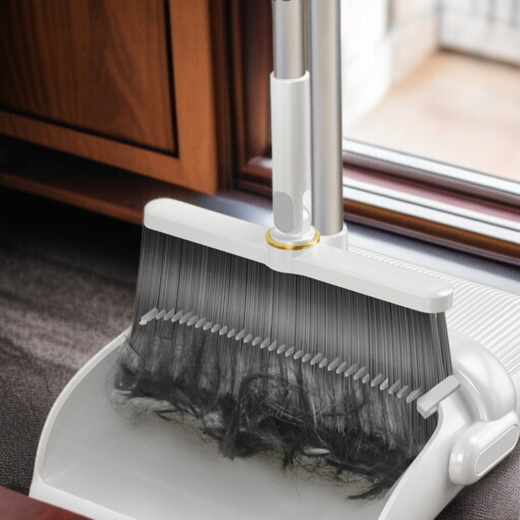 完璧な家庭用ほうきちりとりセット 太くなった長い柄の柔らかい毛の多機能掃除用具