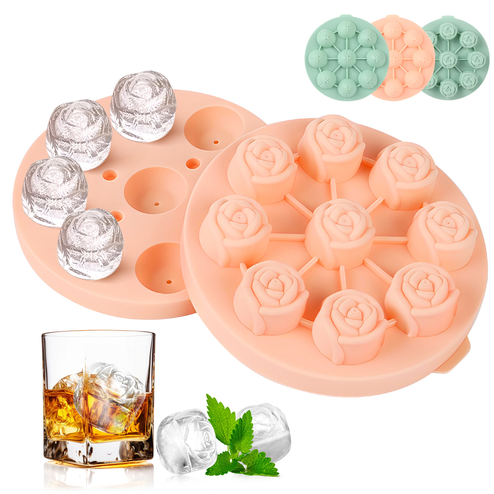 Moule à glaçons en silicone en forme de rose, qualité alimentaire, moule à glace pour whisky