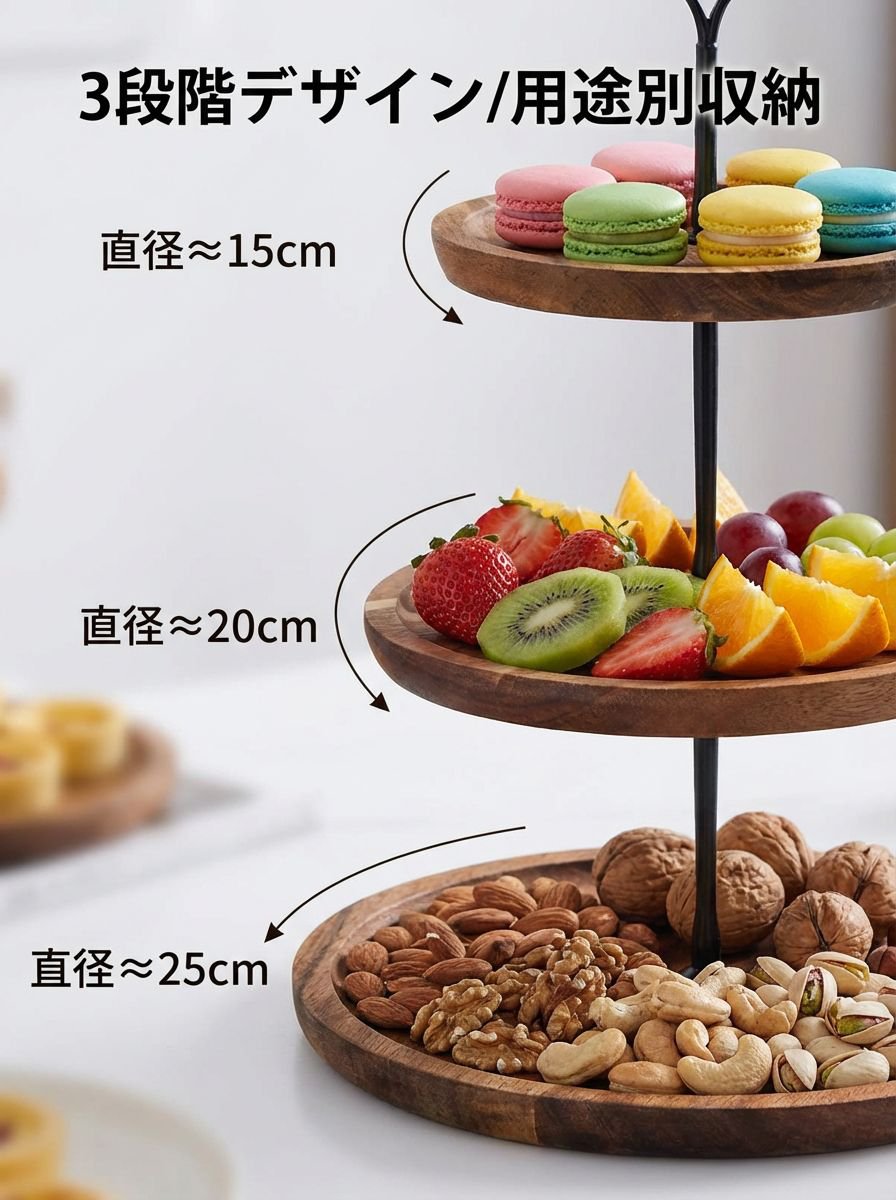 シンプルな二段式ドライフルーツトレイ全体画像