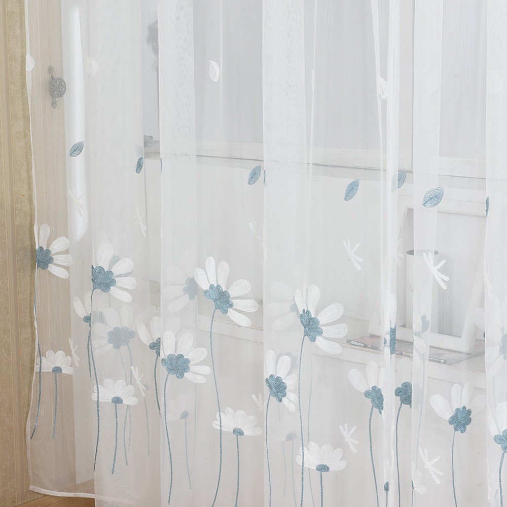 Minimalist Daisy Sheer Curtains for Living Room and Bedroom