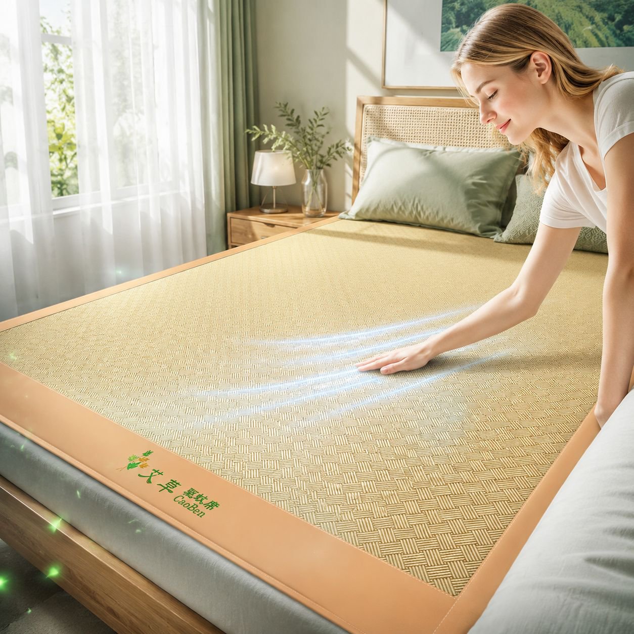 Household foldable summer rattan mat grass mat airconditioning mat cooler