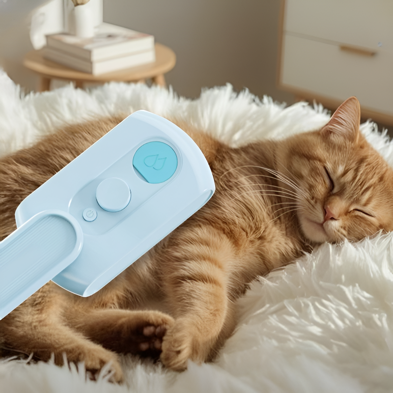 Cepillo Eléctrico con Rociador Giratorio para Perros y Gatos, Cuidado Preciso y Ergonómico