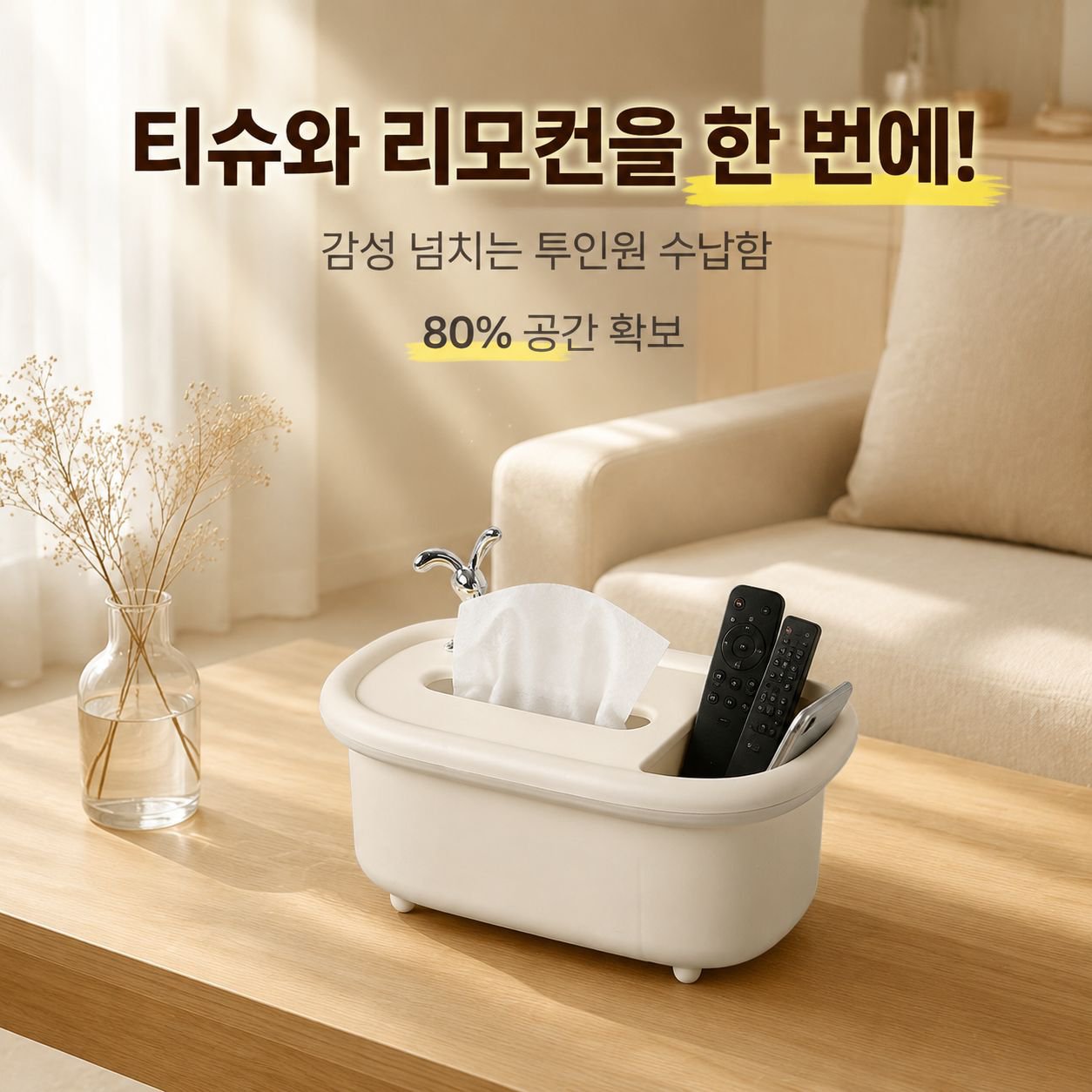 다기능 티슈박스 수납함 가정용 거실 탁상 리모컨 보관함