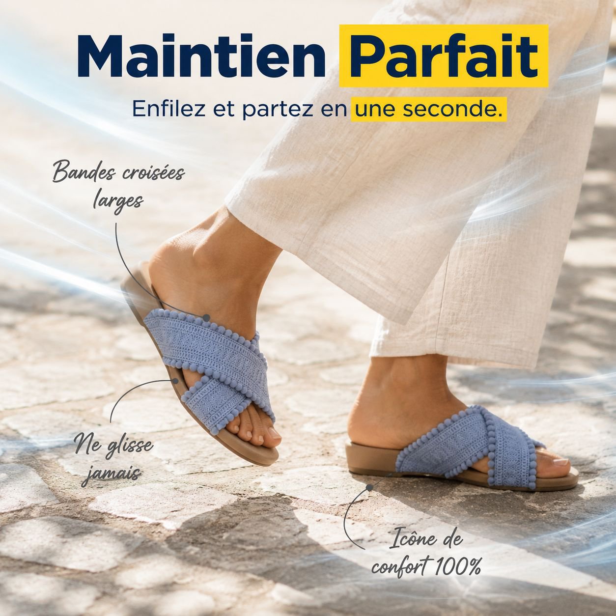 Mules tressées bohèmes pour femme, sandales d'été élégantes pour la plage