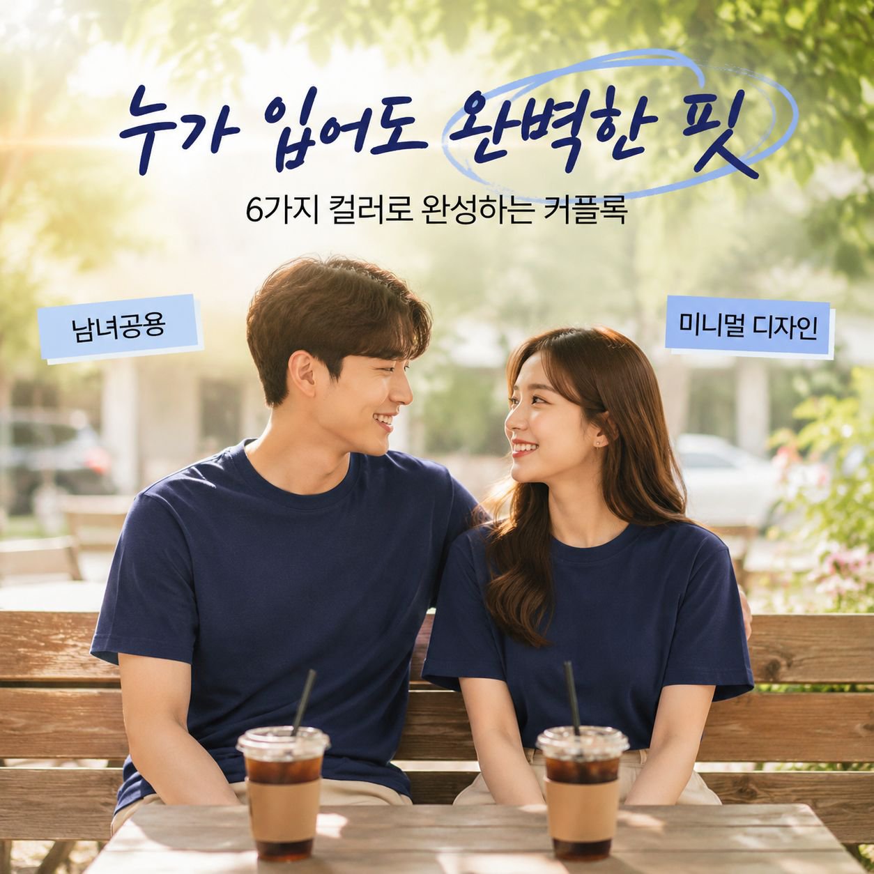 남성 아이스 실크 쿨링 반팔티 커플용 베이직 반팔티