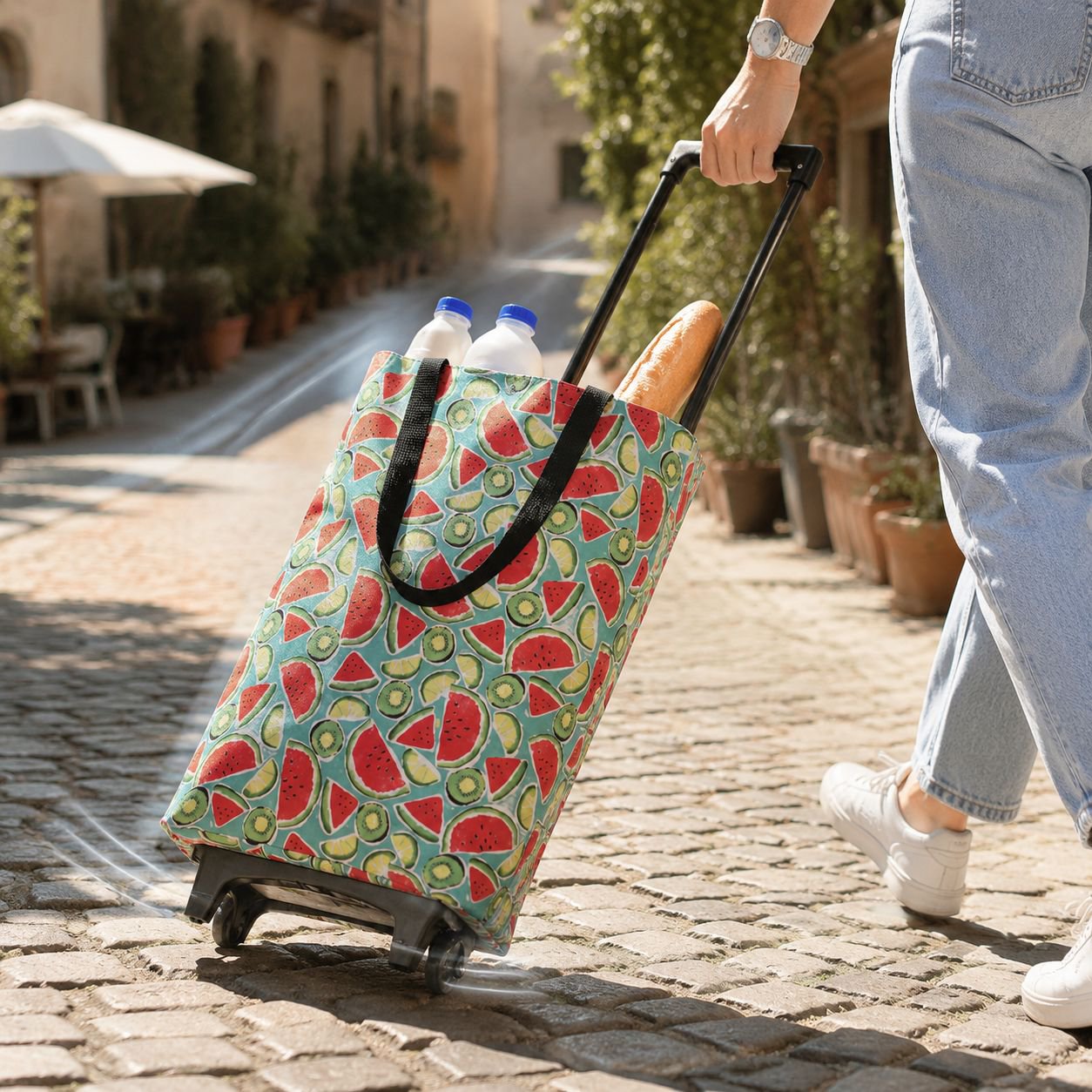 Tragbarer Einkaufswagen mit Rädern, Supermarkt Einkaufstrolley