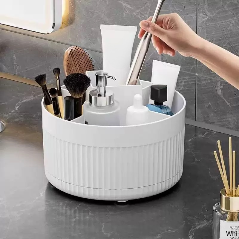 Rotating Desktop Cosmetic Organizer Shelf for Brushes and Pencils