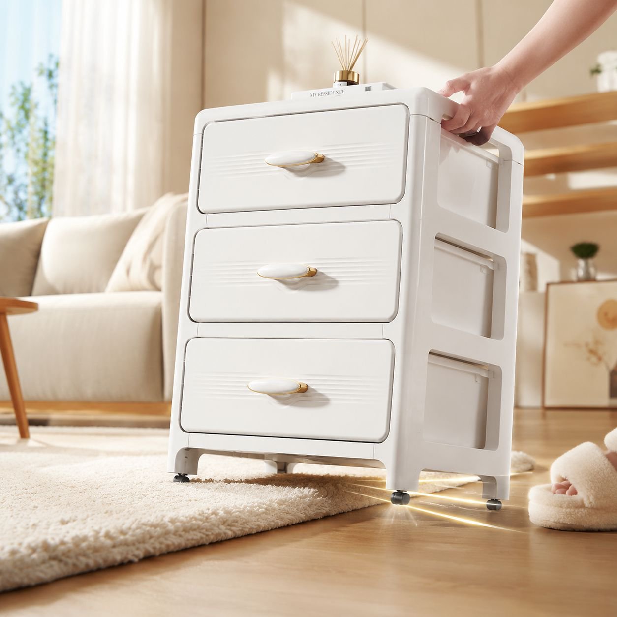 Table de nuit avec armoire de rangement pour espaces étroits