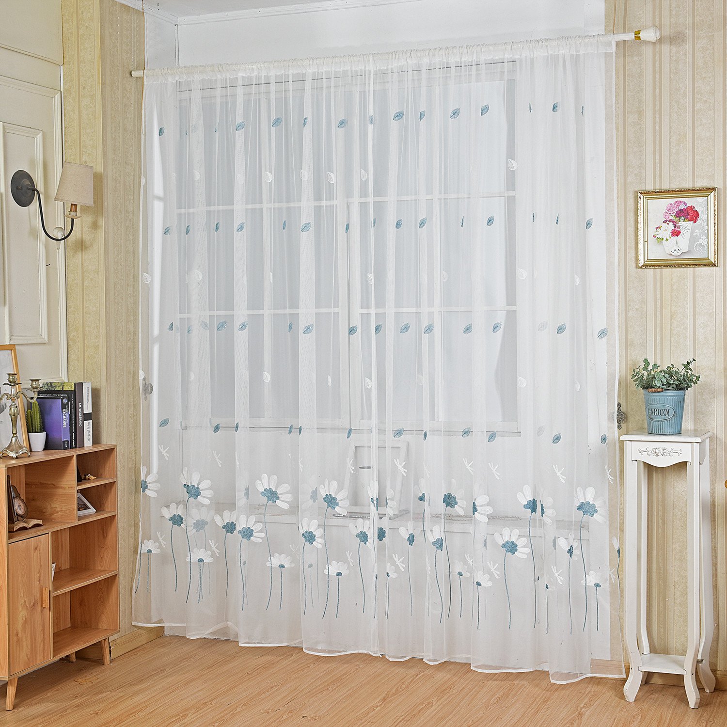 Minimalist Daisy Sheer Curtains for Living Room and Bedroom