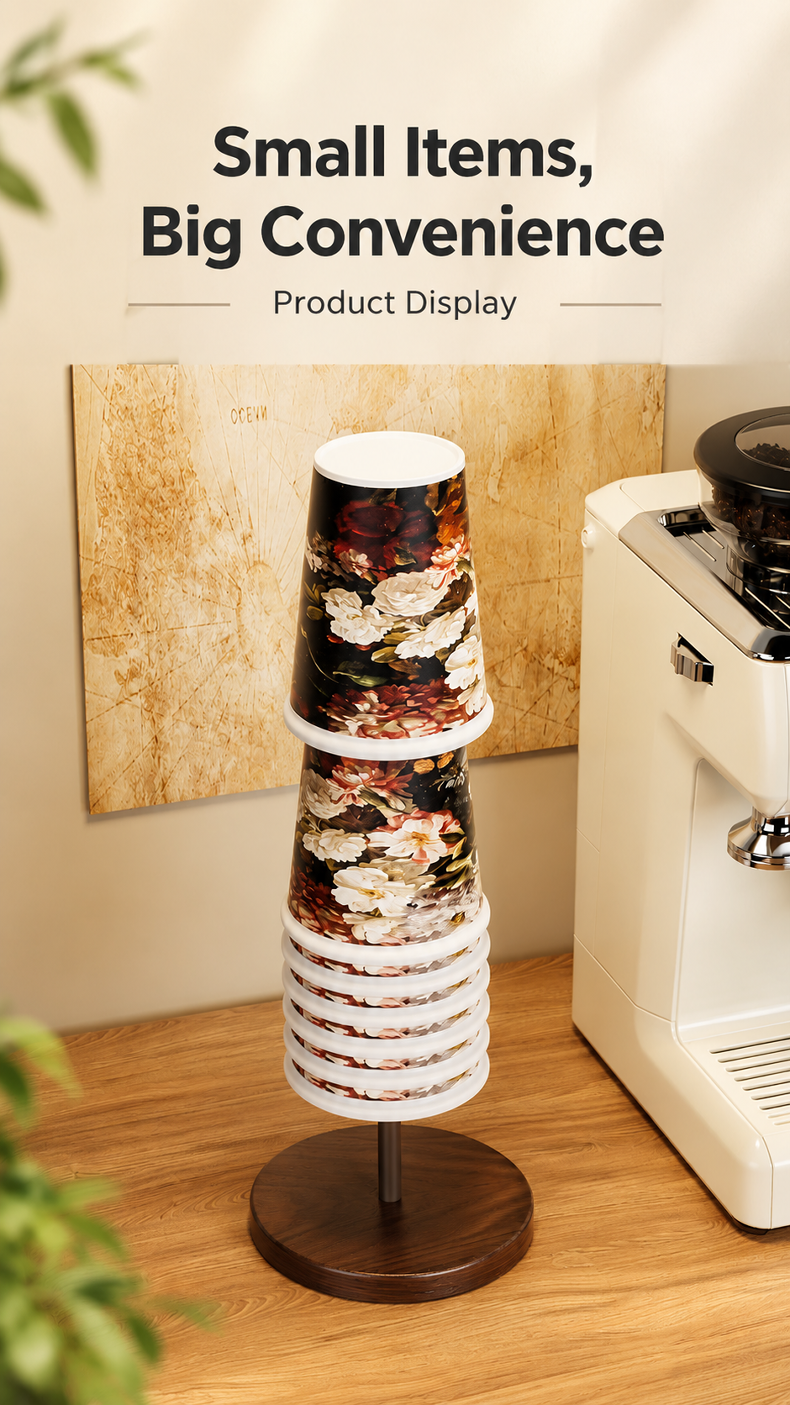 Decorative walnut color paper cup storage for New Year gatherings