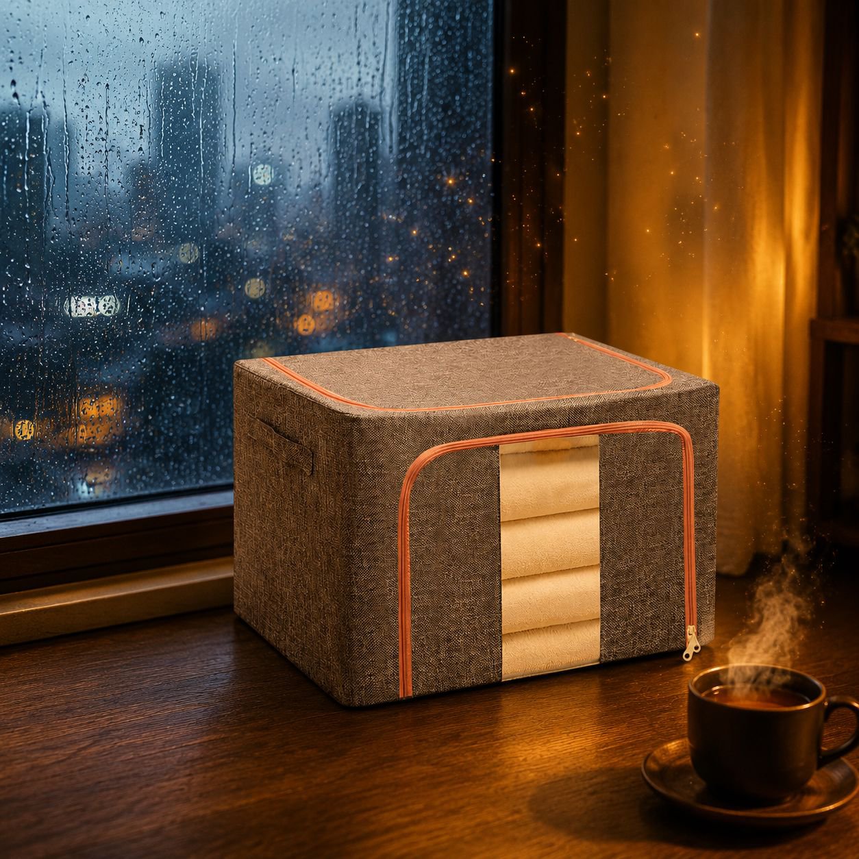 Large-capacity folding and organizing cotton and linen storage box, household-specific storage box f