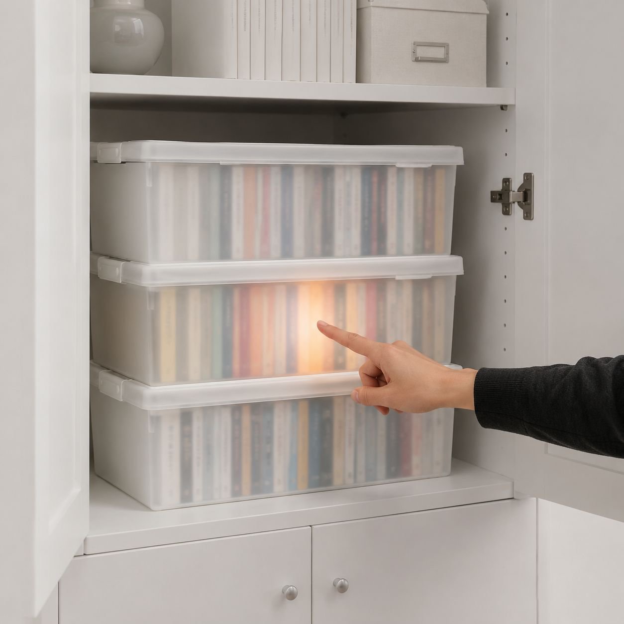 Bücheraufbewahrungsbox mit Deckel, für Bibliothek und Schrank, stapelbar für Kleinigkeiten