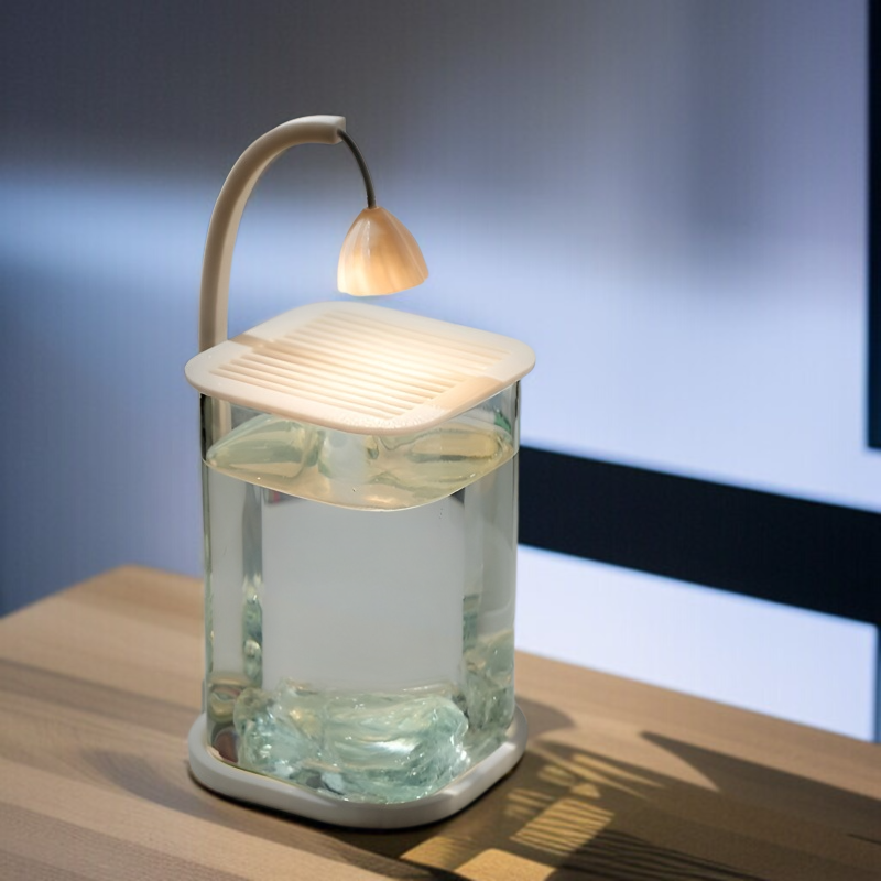 装飾ランプ付きリビングルーム魚水槽