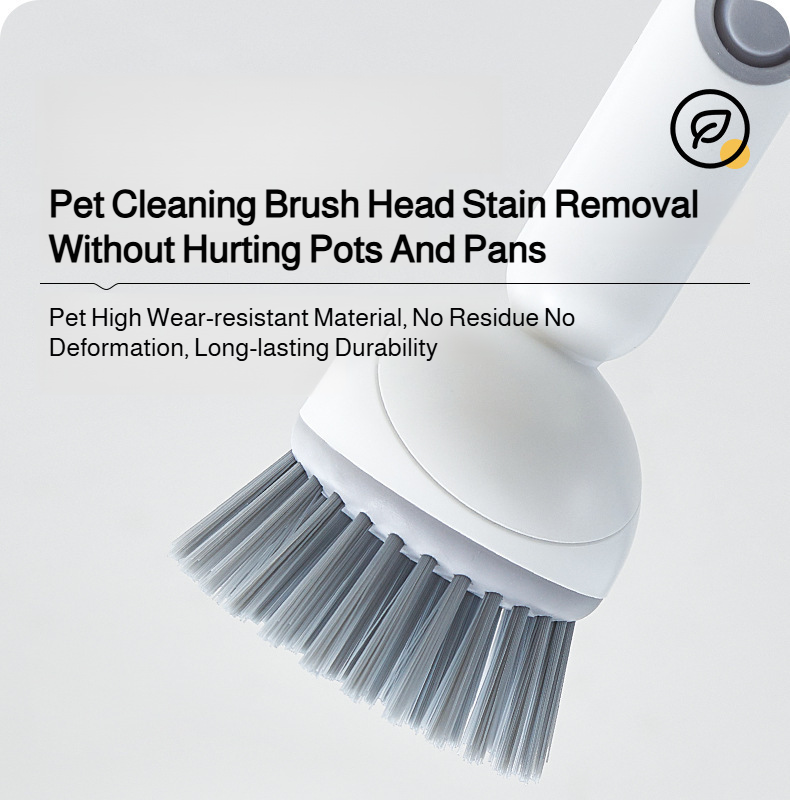 Pot cleaning brush removing tough stains