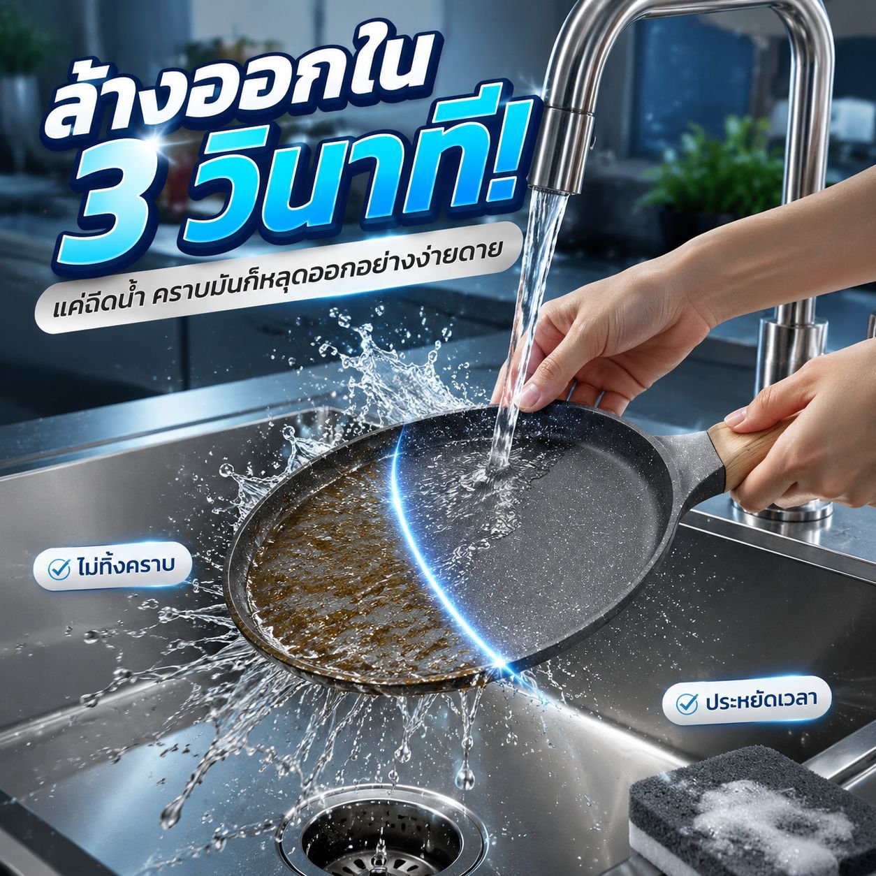 กระทะสเต็กด้ามไม้ เคลือบกันติด กระทะทำเครป ใช้กับเตาแม่เหล็กไฟฟ้าได้