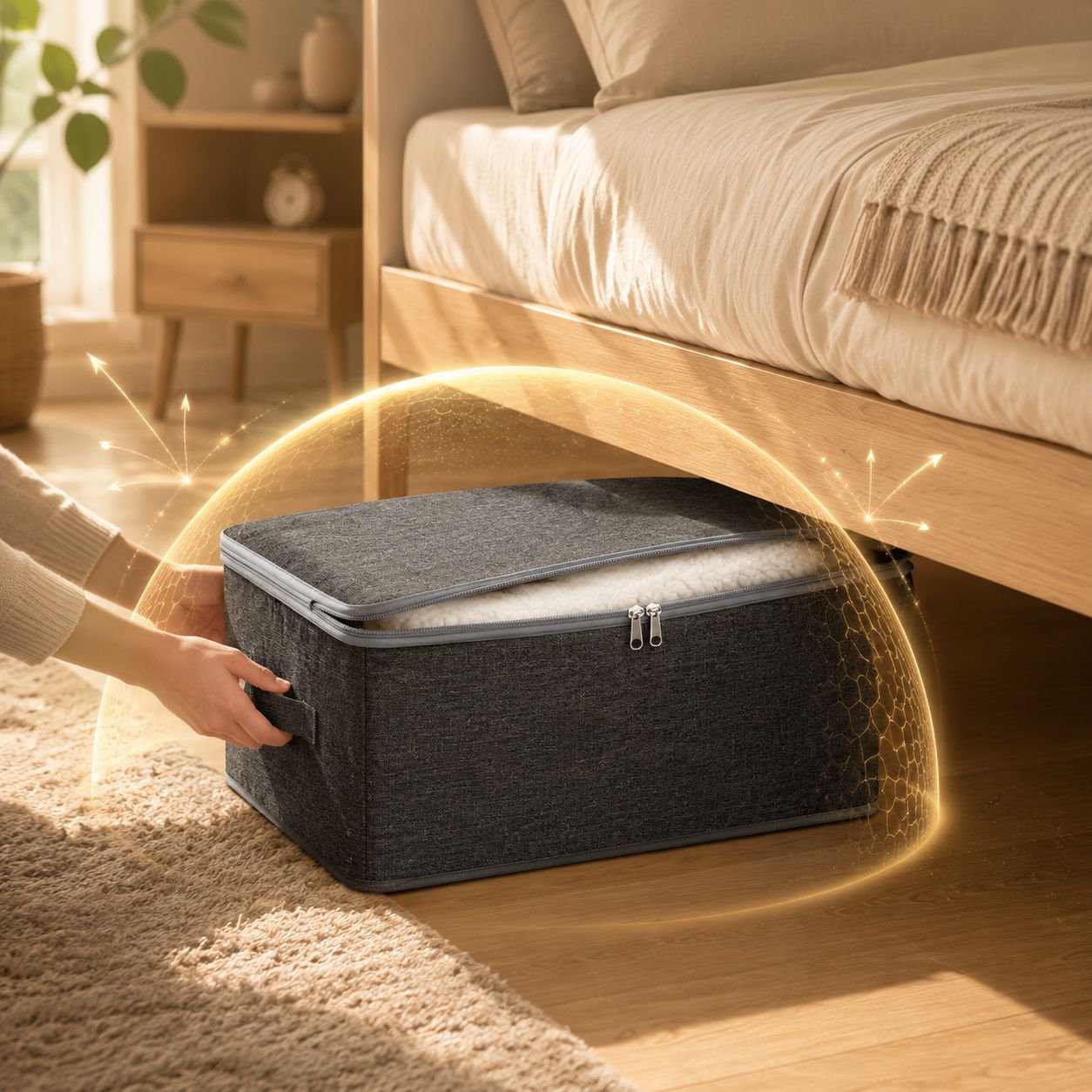 Large capacity cotton linen organizer box