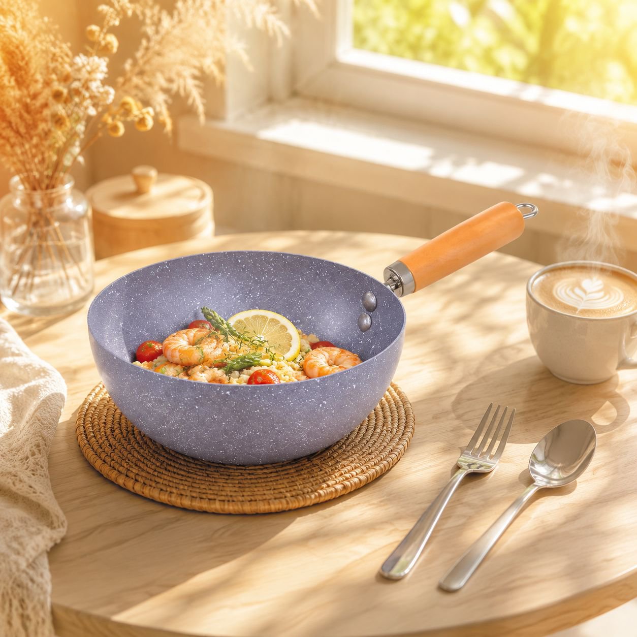 Non-stick mini frying pan with marble pattern, a stylish and affordable household mini frying pan.