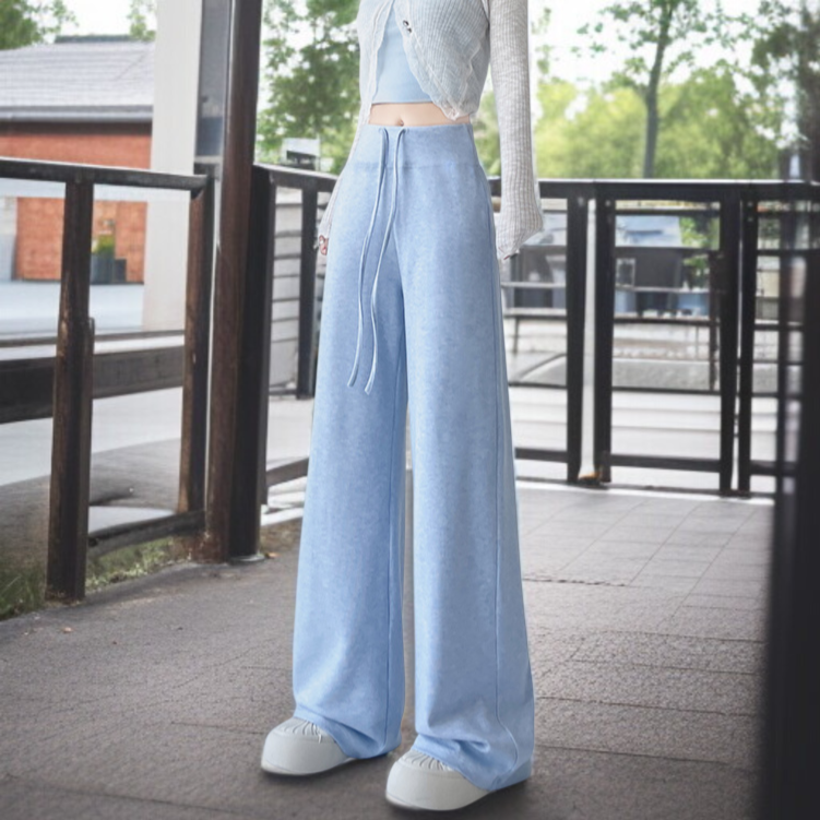 와이드 와이드 팬츠 여 쁘띠 소프트 하이웨스트 날씬해 보이는 팬츠 스커트 봄가을 드롭 와이드 팬츠