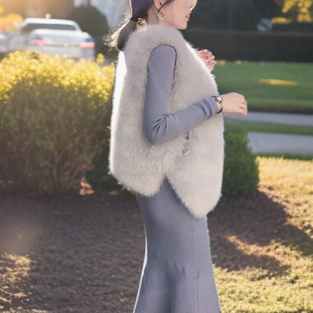 가을 겨울 신상 퍼 민소매 나시 조끼