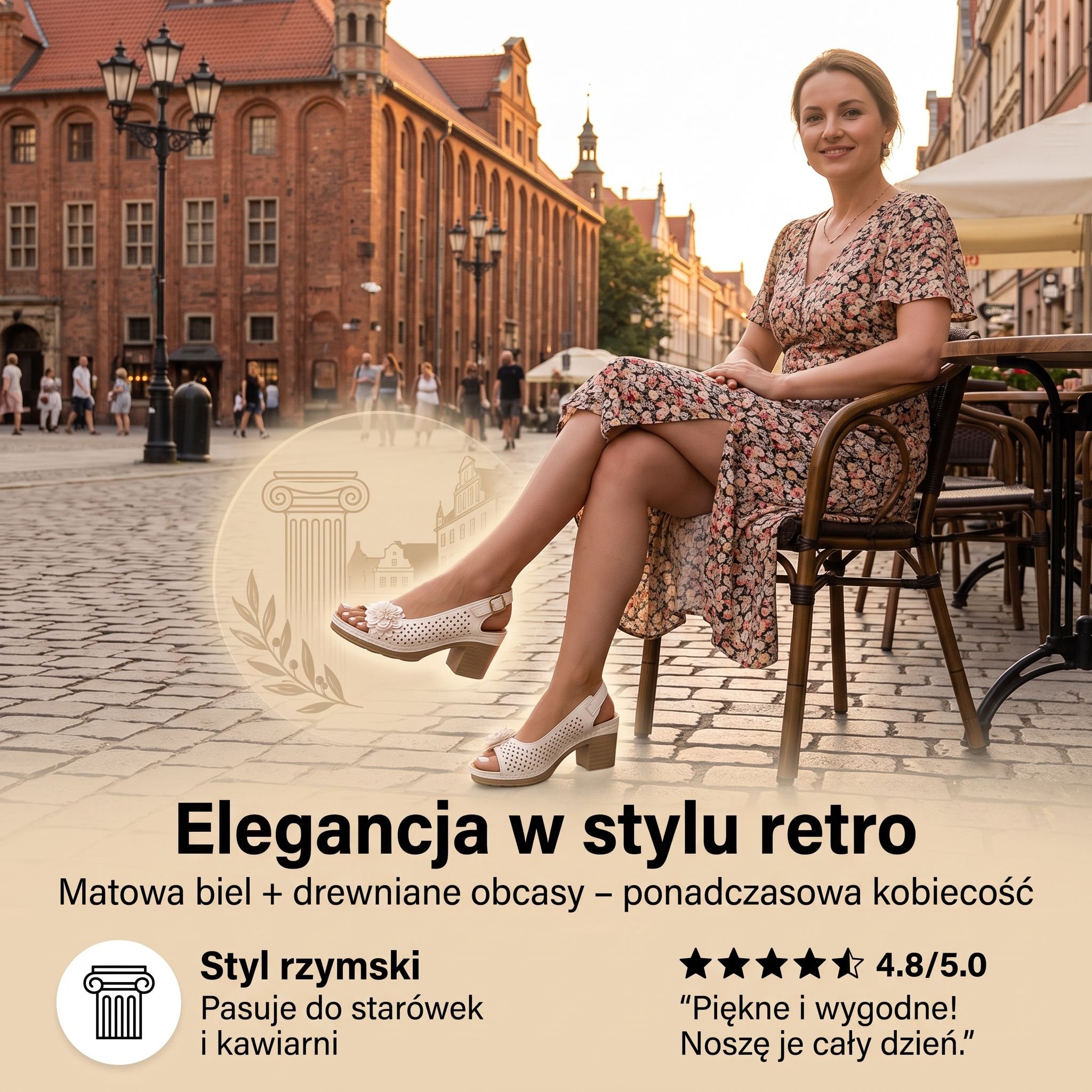 Kwiatowe sandały na wysokim obcasie (damskie)