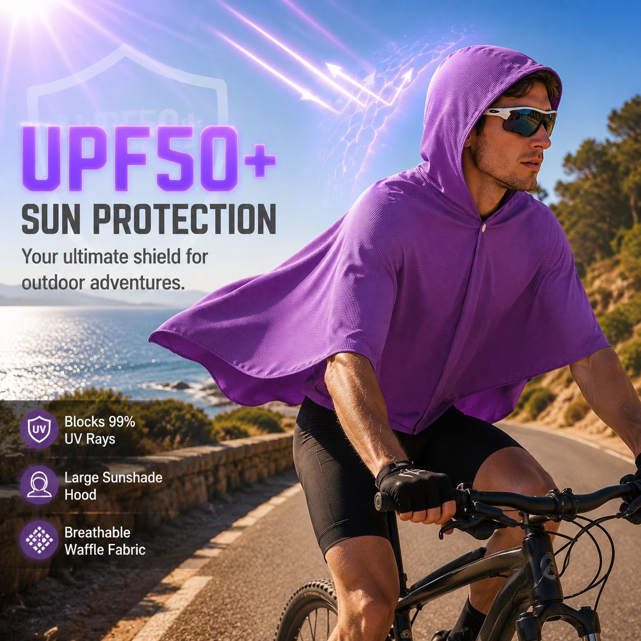 Outdoor Sports Quick-Dry Cooling Sun Protection Hooded Bath Towel Shawl