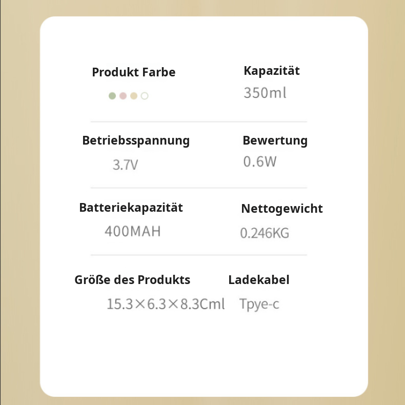 Tragbarer elektrischer Mixbecher aus Edelstahl