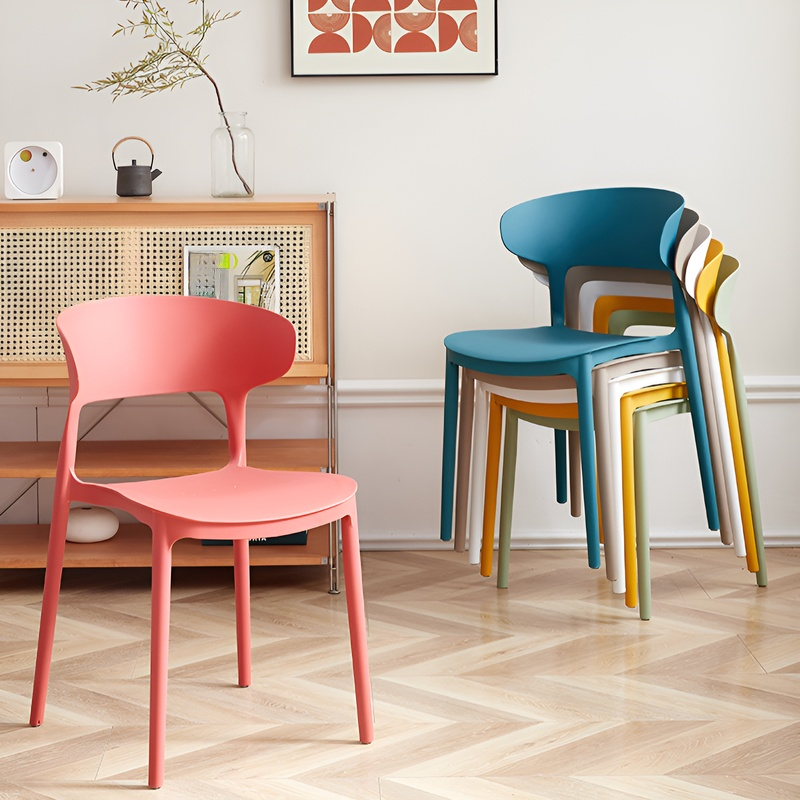 Plastic chair, household thick backrest chair