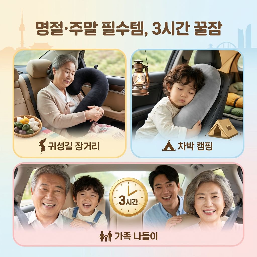 차량용 다기능 수면 베개 목쿠션 허리쿠션 어린이 성인 겸용