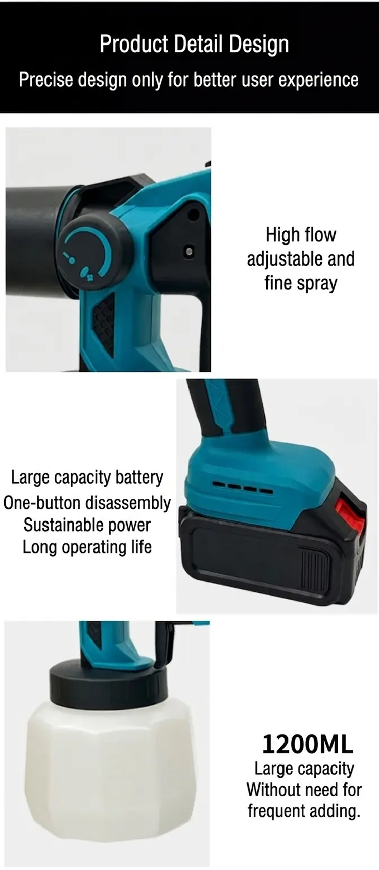 Adjustable nozzle electric paint gun for precision painting