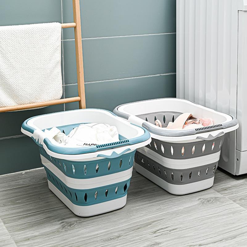 Large capacity folding laundry basket