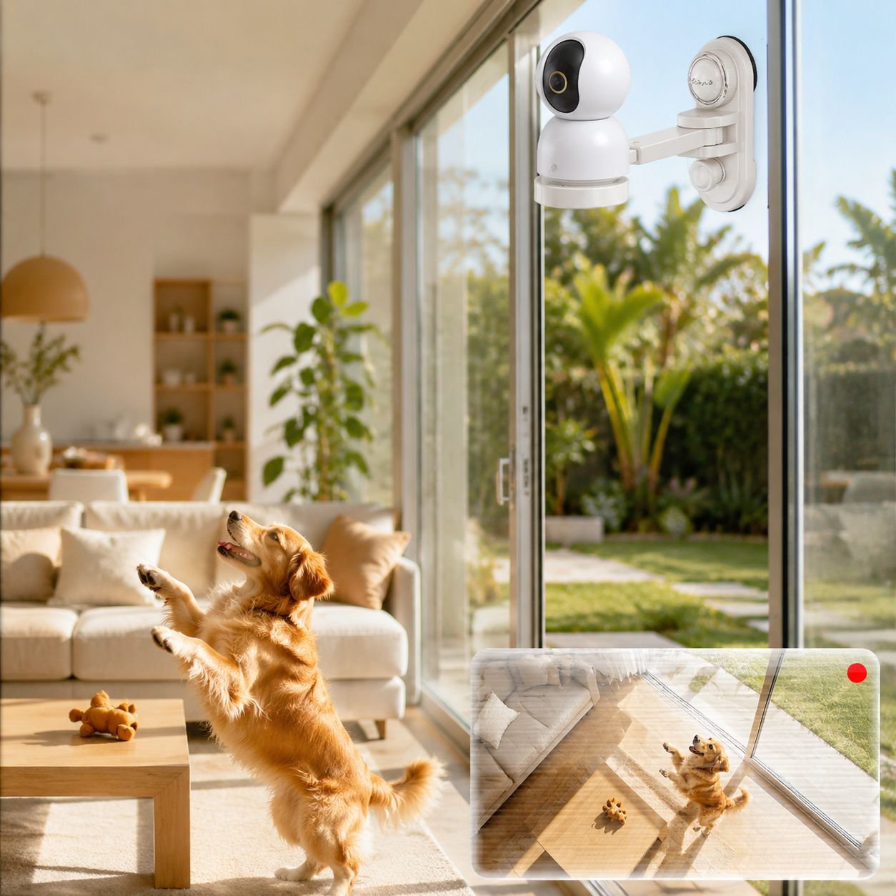 Telescopic rotating camera bracket for indoor surveillance