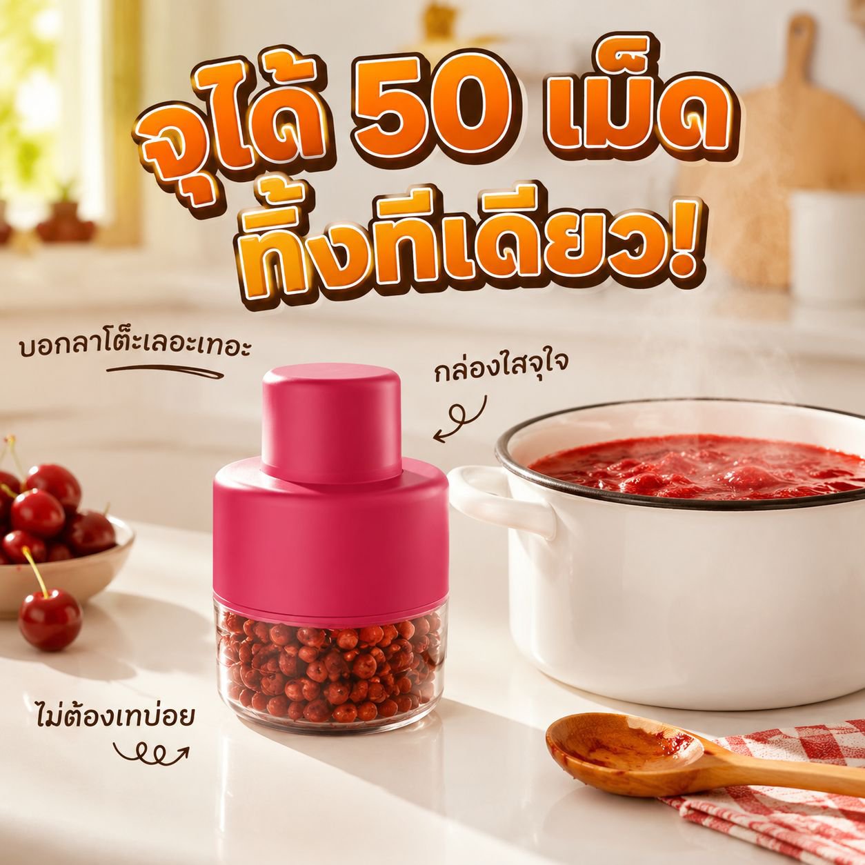 เครื่องกดเอาเมล็ดอเนกประสงค์ สำหรับเชอร์รี่ เชอรี่จีน และพุทรา