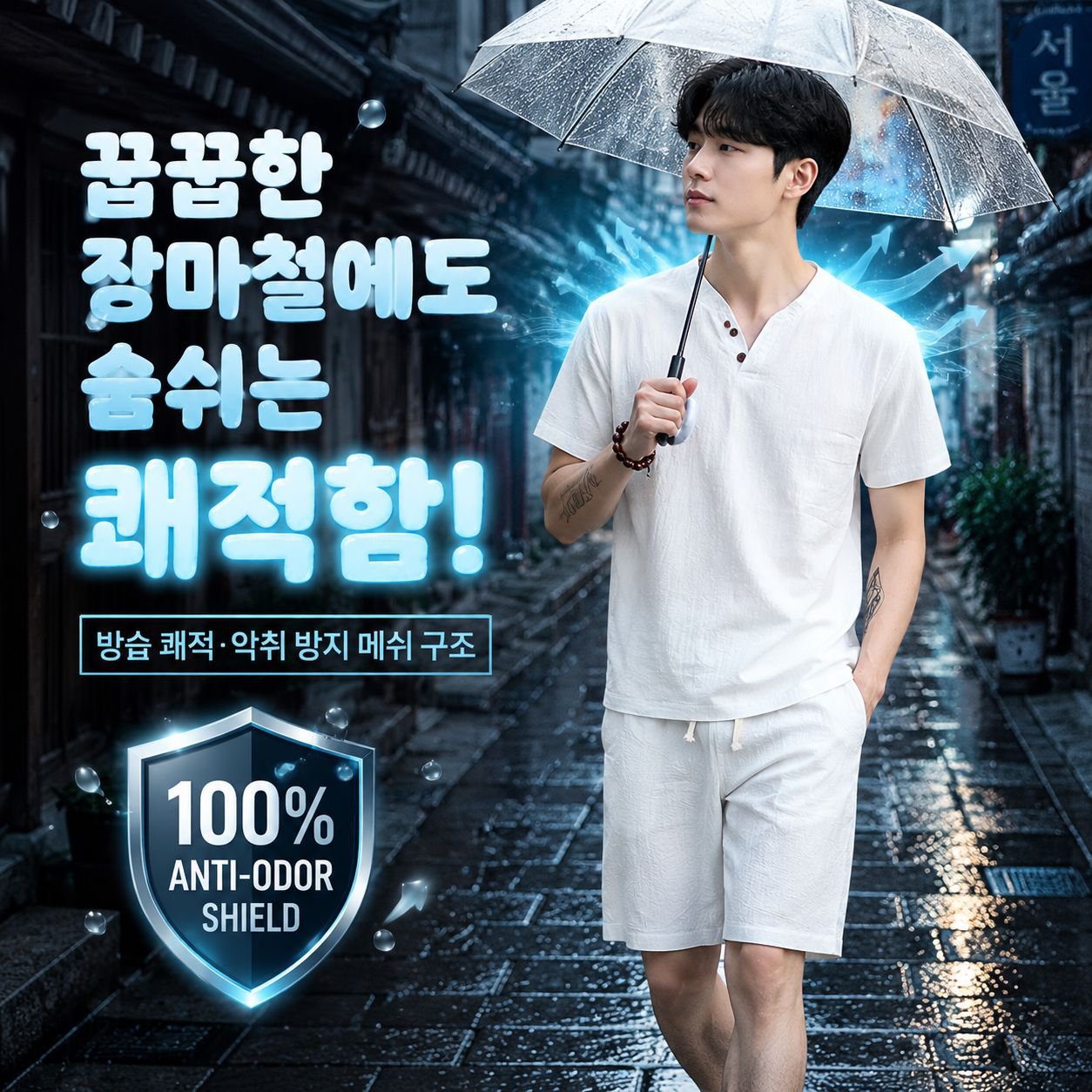 여름 신상 남성 린넨 브이넥 반팔 세트 캐주얼 빅사이즈 이너 2피스