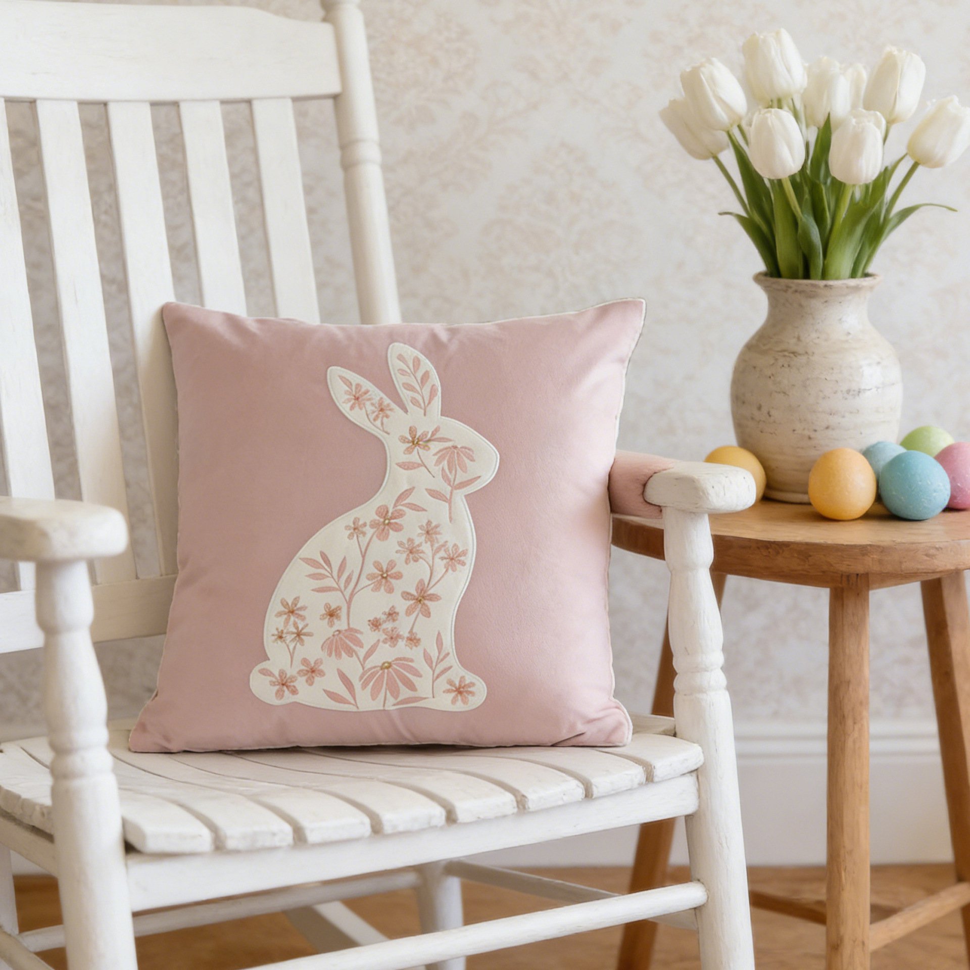 節日裝飾 可愛兔子圖案沙發抱枕套