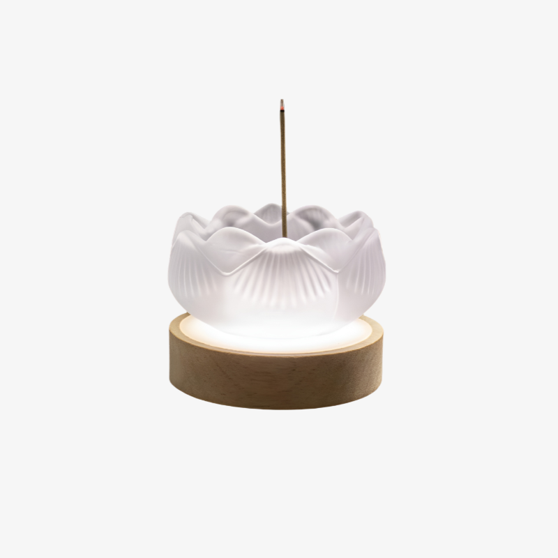 線香をセットしたクリスタル香立て