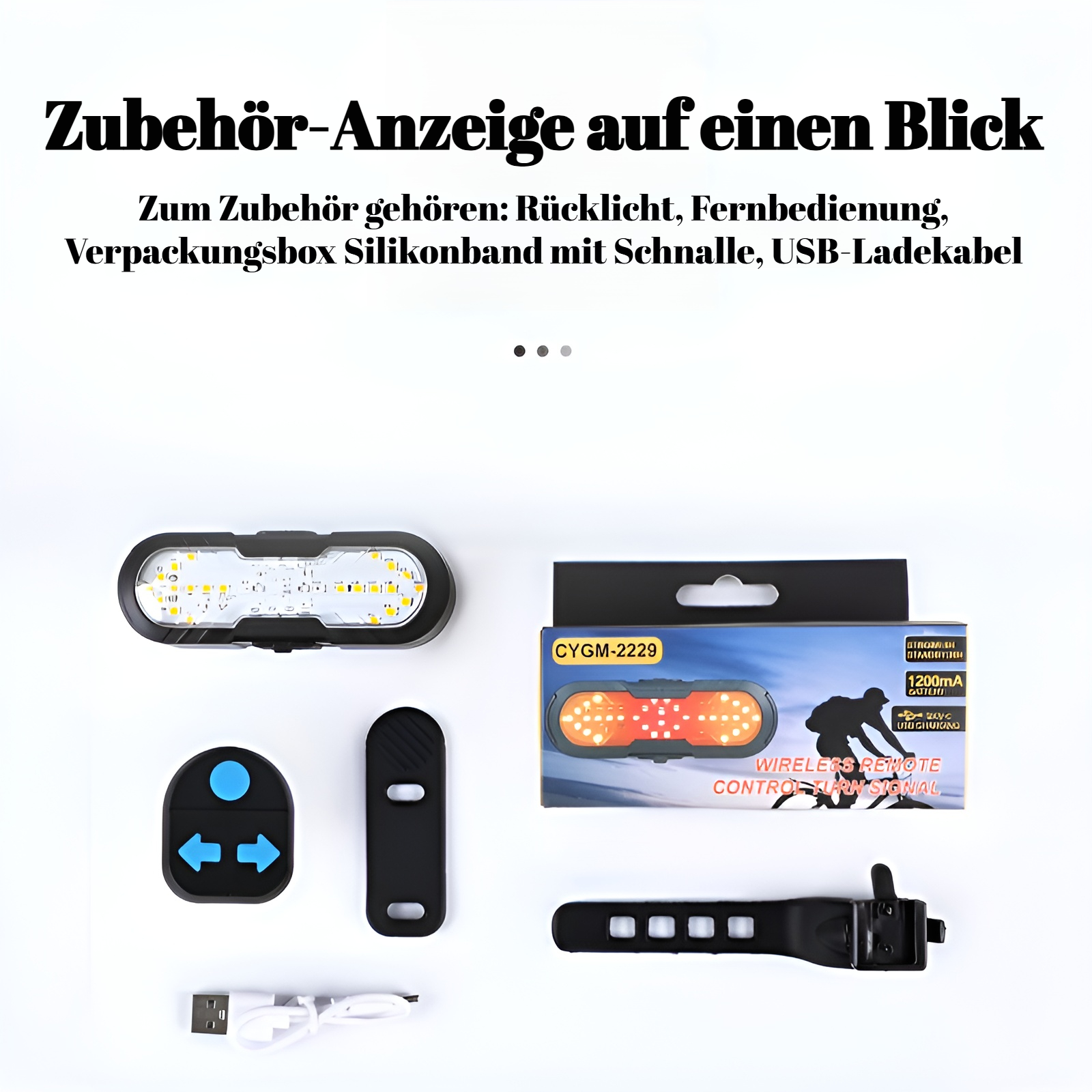 Fahrrad-Rücklicht mit Blinker, Hupe und Fernbedienung