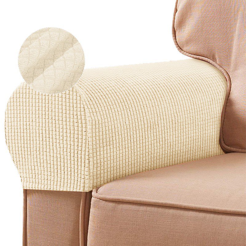 Plaid Fabric Sofa Armrest Protector Stretch Cover for All Seasons