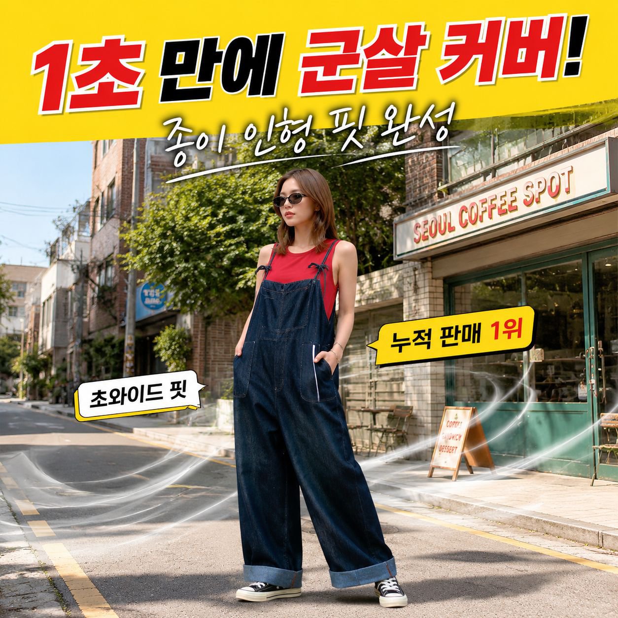 패션 루즈핏 슬림 얇은 데님 멜빵 바지 여성용