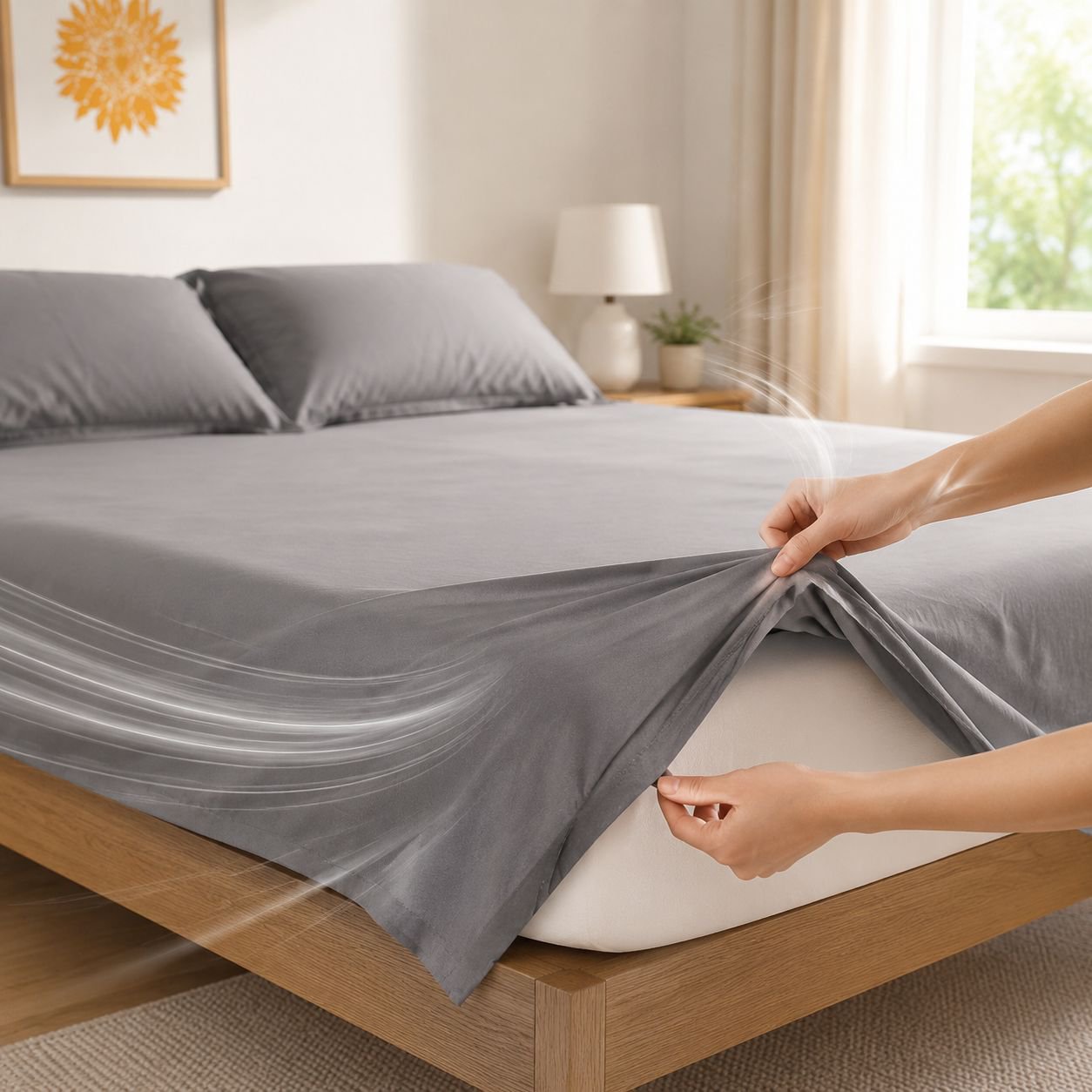 Stylish printed pattern on washed cotton sheet