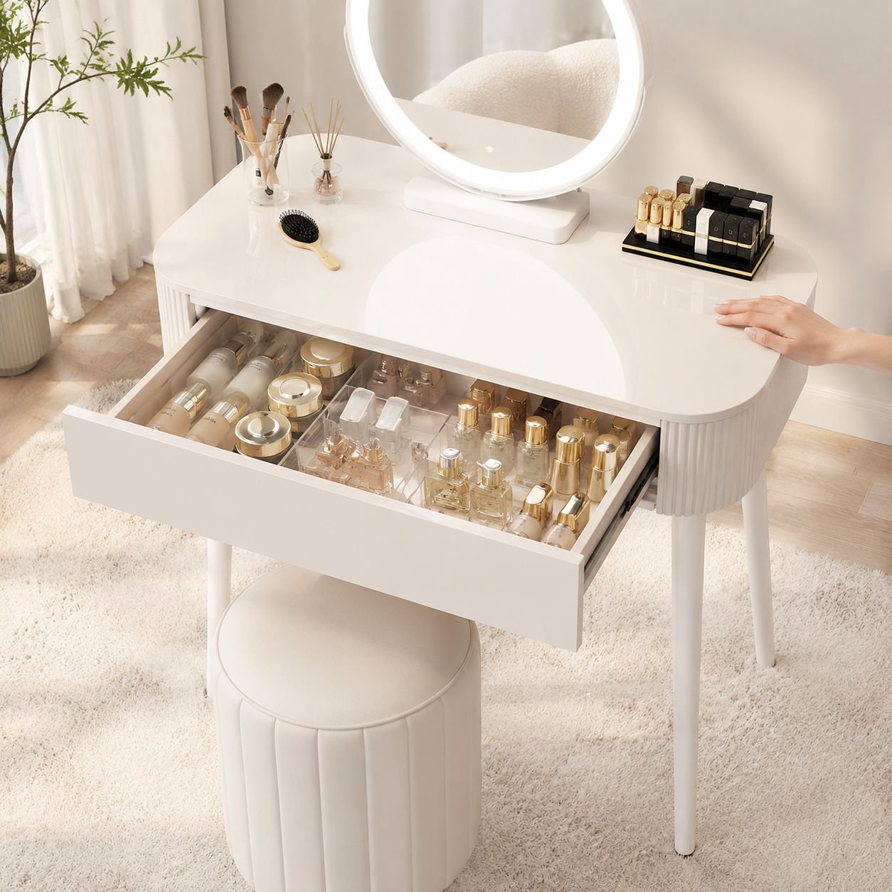 Light Luxury Wabi-Sabi White Dressing Table Simple Bedroom Vanity