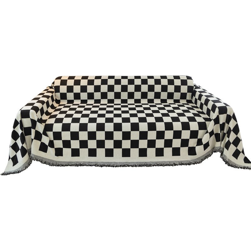 黑白棋盤格沙發墊