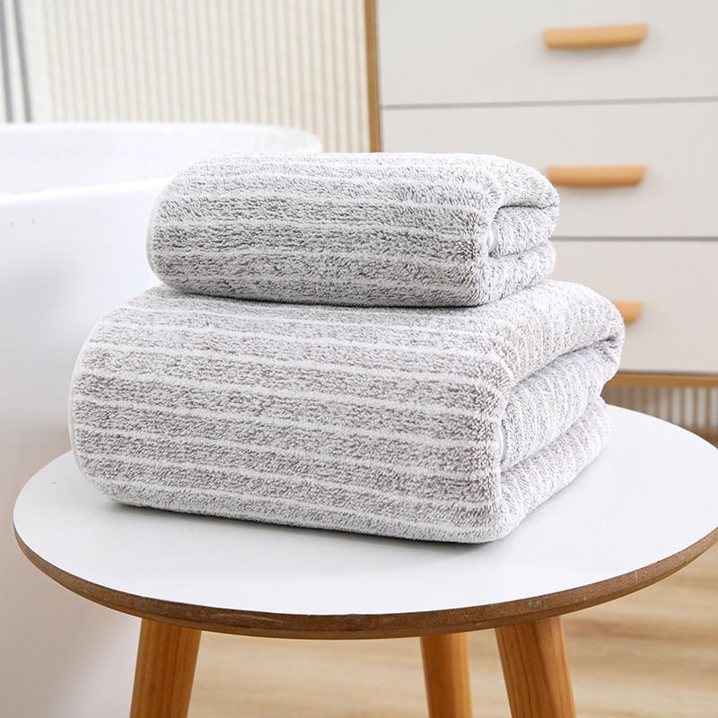 Portable Stripe Coral Bath Towel