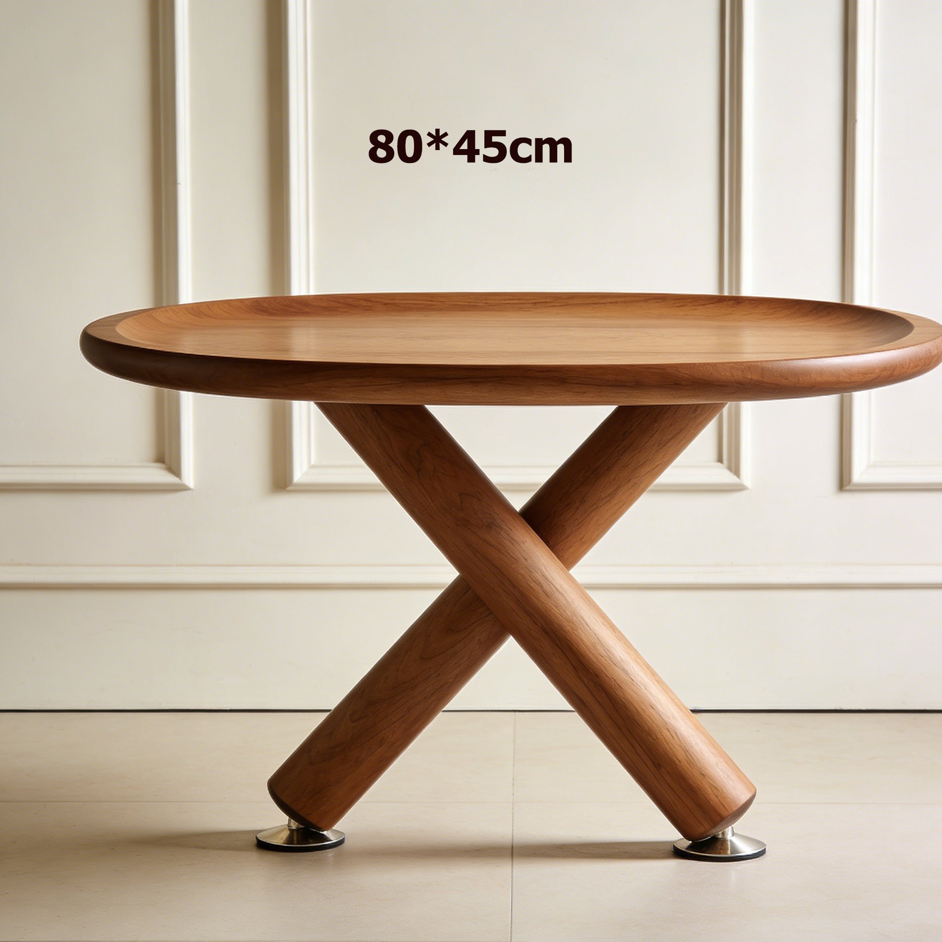 クロスレッグ丸型コーヒーテーブル全体画像