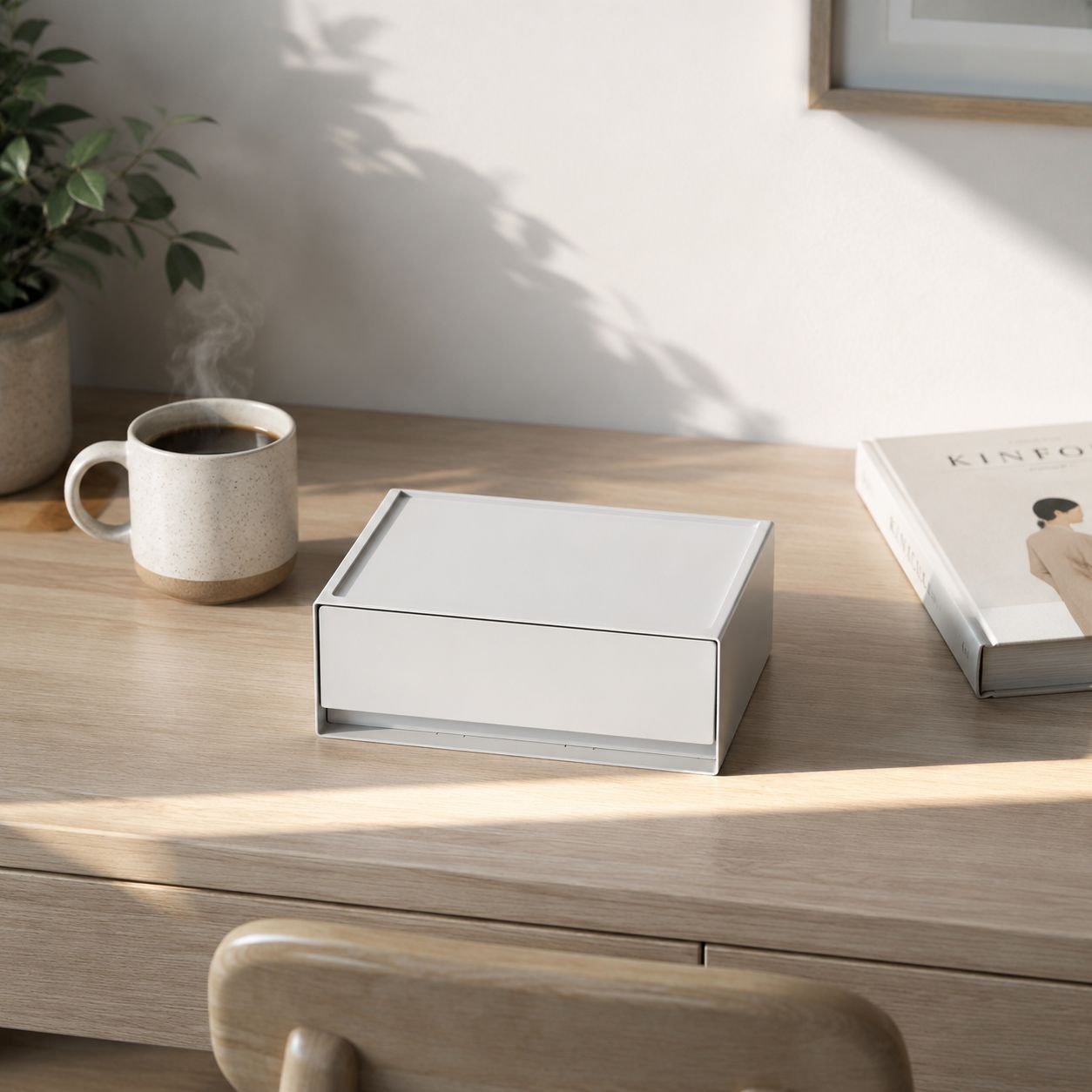 Desktop Aufbewahrungsbox mit kombinierbaren Schubladen auf Schreibtisch
