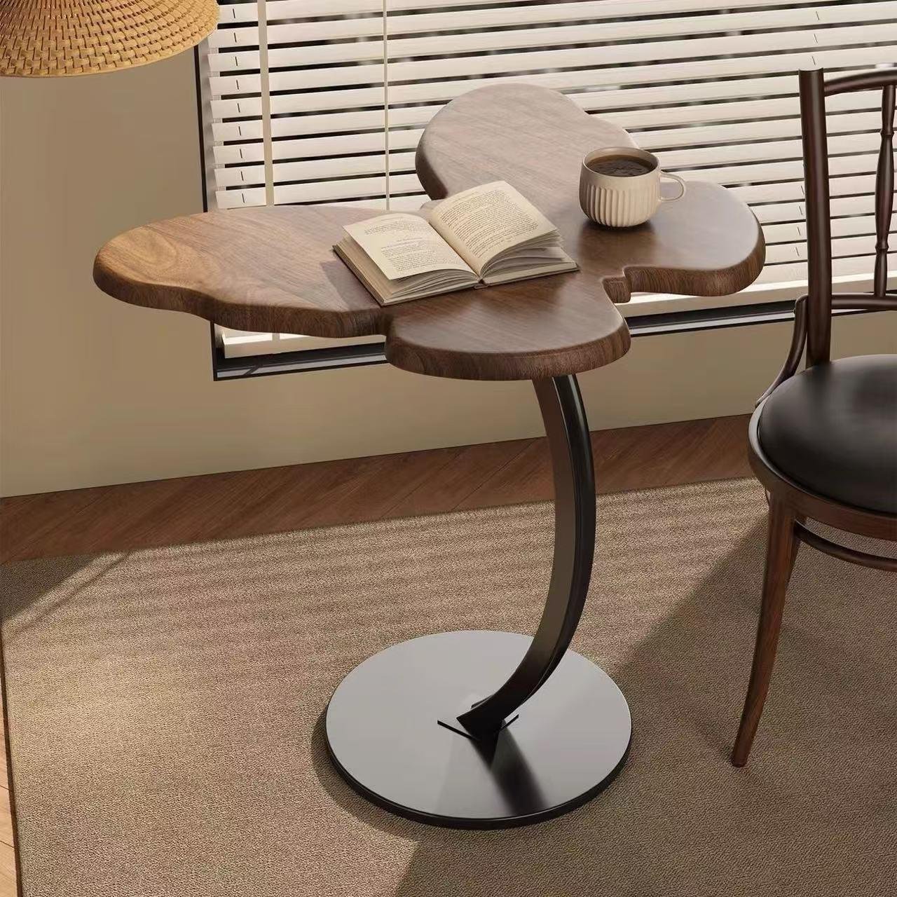 Simple butterfly side table black walnut wood coffee table medieval style living room sofa bedroom s