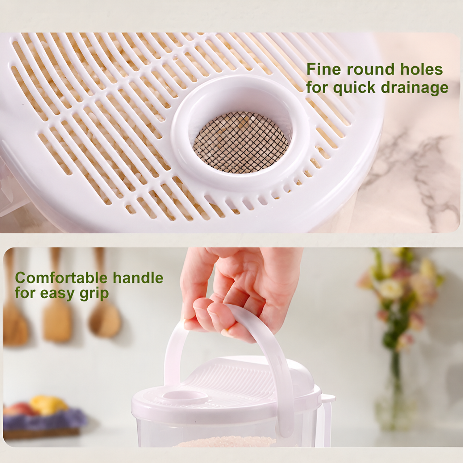 Lavadora de arroz inteligente con función de drenaje y enjuague