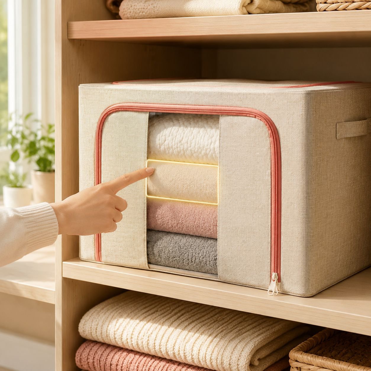 Household Cotton and Linen Storage Box, Large Foldable Organizer