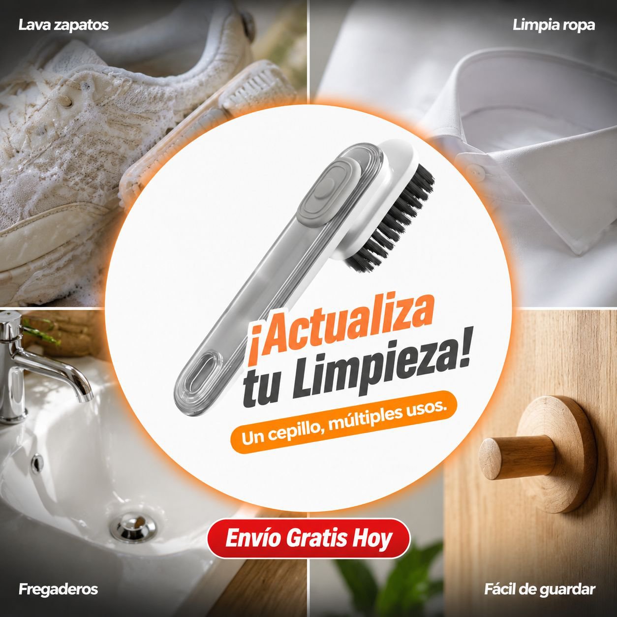 Cepillo multifuncional para zapatos de cerdas suaves, rellenable con líquido, para uso doméstico.